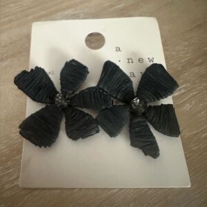 A NEW DAY Raffia Black Earrings